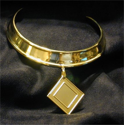 Brass choker collar with pendant