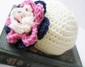 Crocheted Hat - Flower Girl Crochet Hat for Baby Girl - Choose Your Size