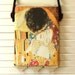 Gustav Klimt THE KISS HIPSTER Hip Bag Cross-Body Purse Zipper Closure with Antique Crochet Trim
