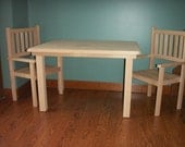 Children's handmade solid oak table and 2 chairs set-unfinished