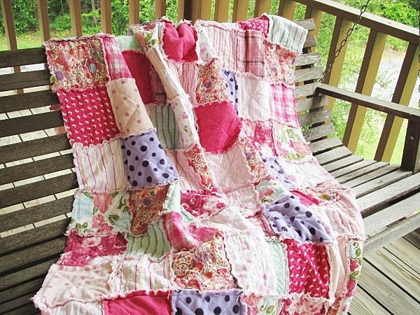 Comfort Quilt, Rag, In Memory, Throw Size, ALL NATURAL, fresh modern handmade