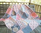 Picnic Quilt Throw, Rag, Silent Cinema in afternoon, ALL NATURAL, fresh modern handmade home decor
