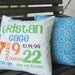 Baby Birth Stat Pillow and Sham, ALL NATURAL, fresh modern handmade children