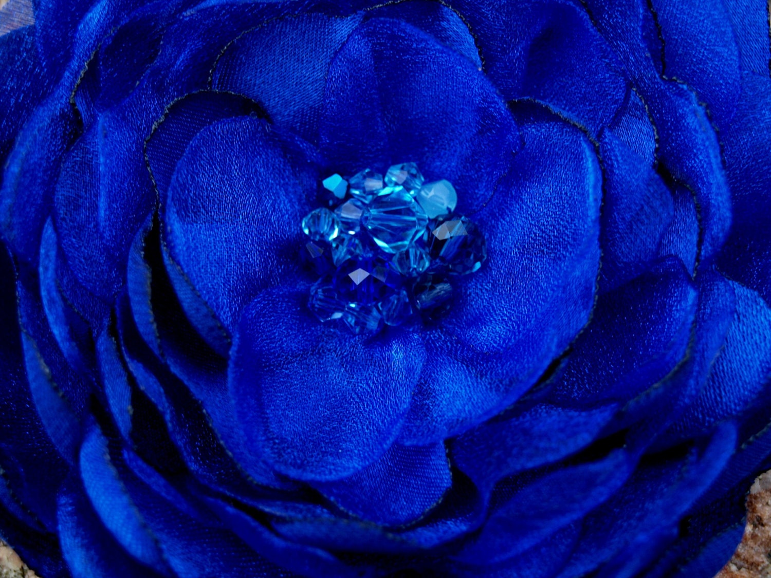 Bright Blue Flower Brooch or Hair Clip - picotee