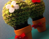 Twin Cactus Pincushions with Bow
