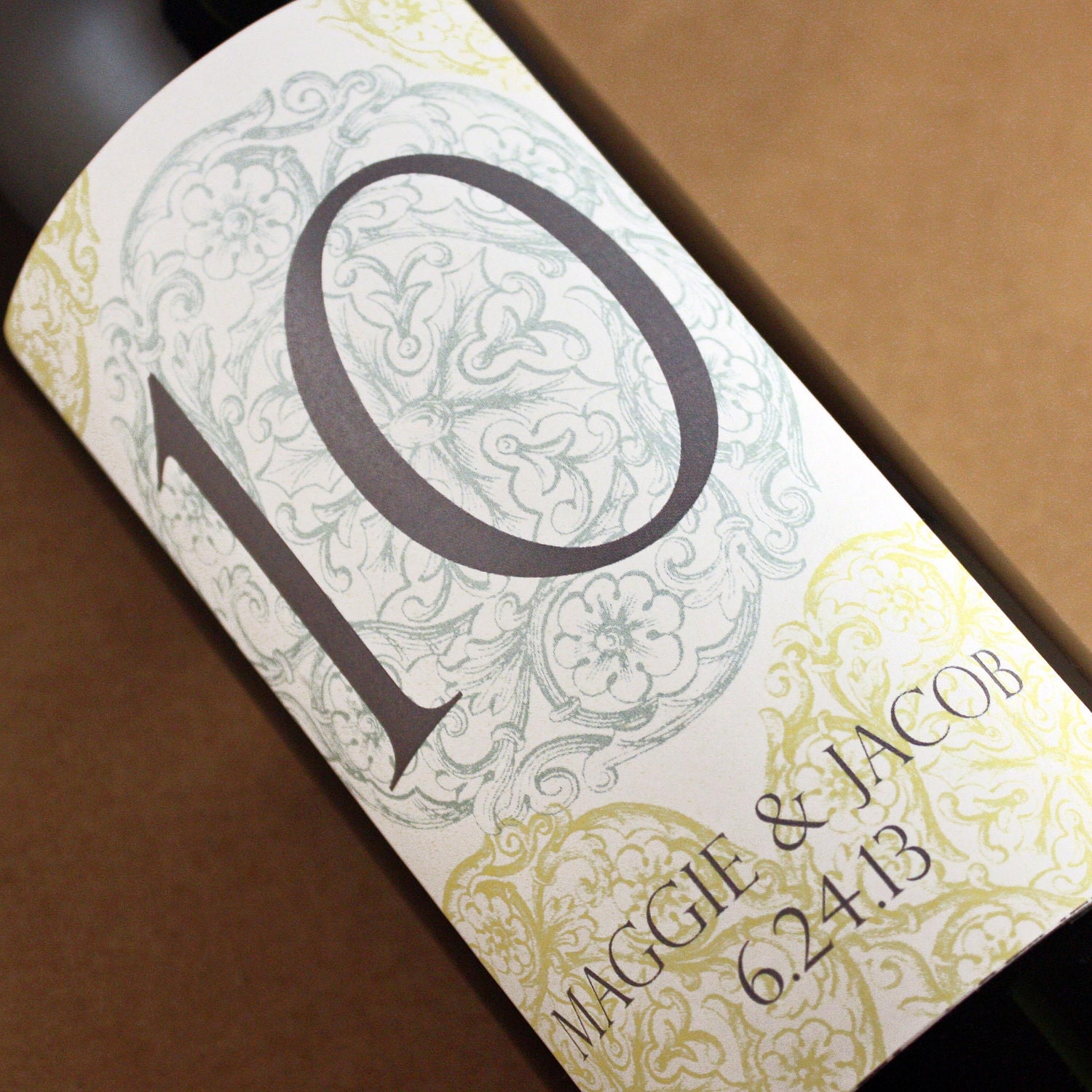 Table Number Wine Label 1-10 ...Choose your Color...Rosa