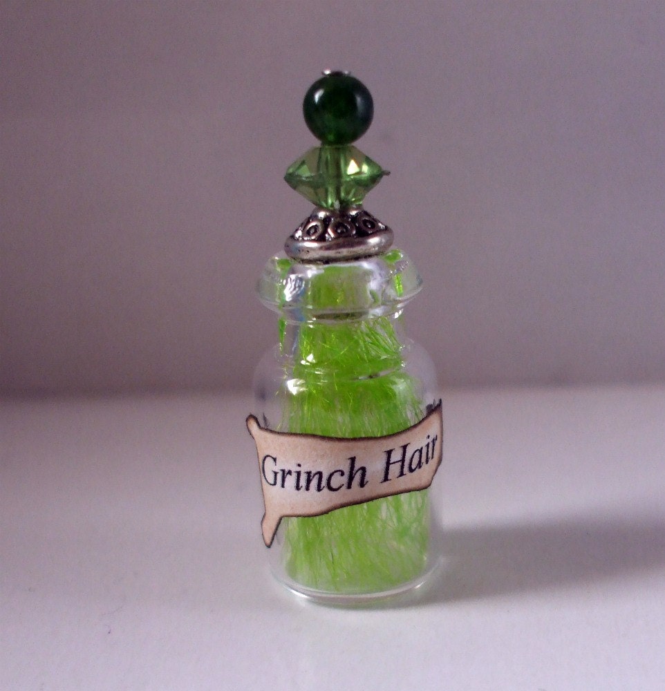 Gothic Witch Grinch Hair spell bottle dollhouse miniature Christmas holiday