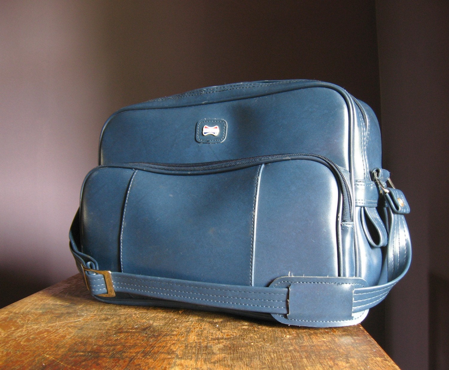 Vintage American Tourister Carry-On Bag .. Navy Blue