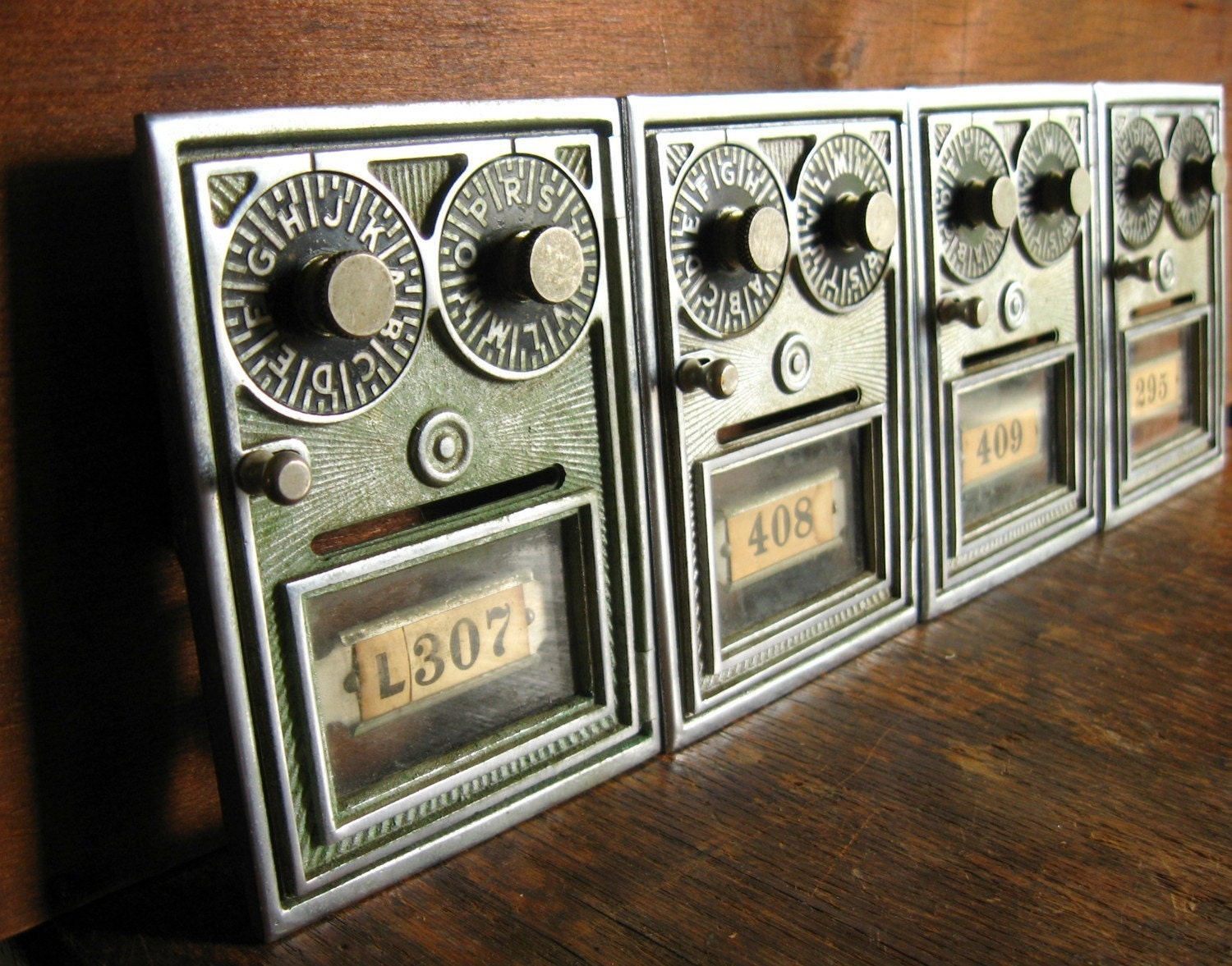 SALE .. Vintage Post Office Box Door .. Double Combination
