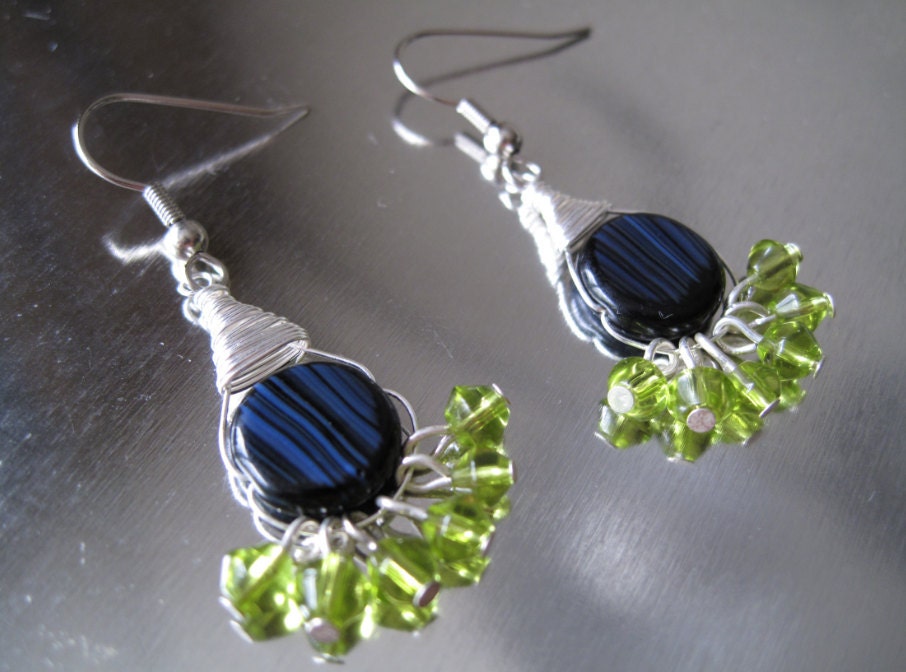 Peridot Fan Cluster Earrings