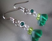 Green Cube Earrings