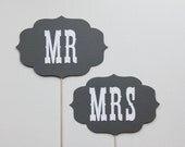 Wedding Photo Prop. Mr and Mrs Wedding Signs - Grey and White