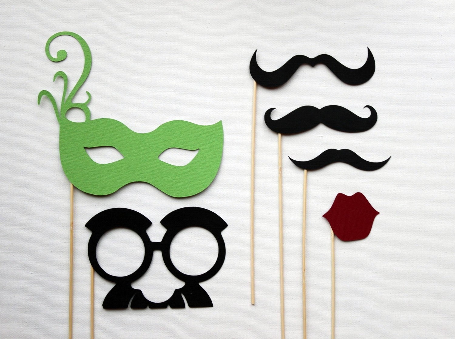 Photo Booth Props. Photobooth Props. Wedding Photo Props. Mustache and Mask on a Stick