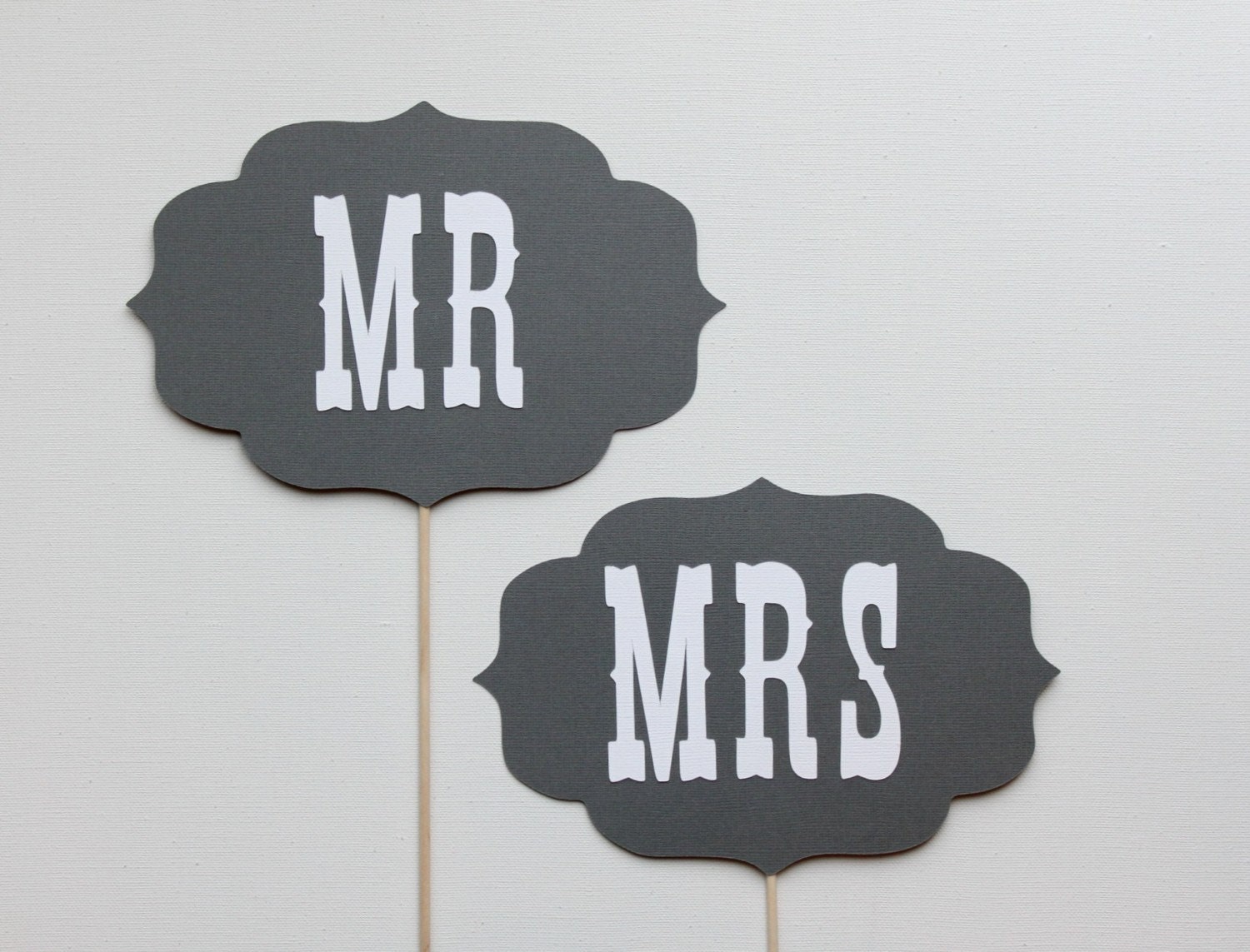 Mr and Mrs Wedding Signs - Grey and White