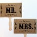 Mr. and Mrs. and Thank You Kraft Double Sided Paddle Signs . Fan