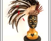 Pirates Life.... Feather Headdress in Earth Tones with Tapestry Fabric
