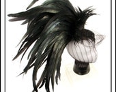 Ravens Love.... Feather Headdress in Black with Beads and Veil
