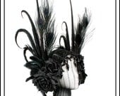 Late Night Romance.... Feather Headband in Black Black Black