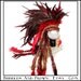 Trojan....Feather Mohawk in Deep Red with Gold Metal Gypsy Veil