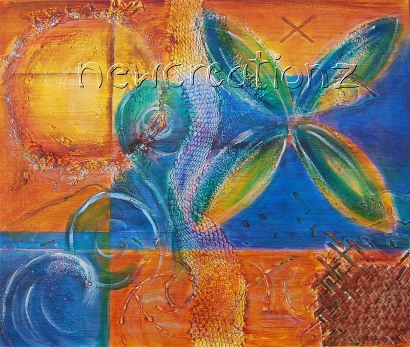 Pacific inspired painting -  printable copy of original acrylic mixed media