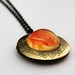Locket Pendant with yellow rose print Victorian Brass necklace glass dome