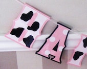 Baby Minnie and Cow HAPPY 1ST BiRTHDAY - BaBY Pink MiNNIE and Black and White COW PRiNT