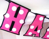 Minnie HAPPY BiRTHDAY Banner - hot pink polka dot Il_170x135