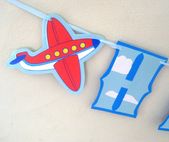 Airplane HAPPY BIRTHDAY Banner - Airport Control Tower Il_570xn