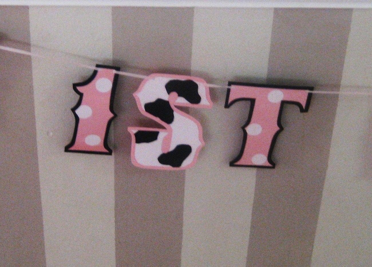 Baby Minnie and Cow HAPPY 1ST BiRTHDAY - BaBY Pink MiNNIE and Black and White COW PRiNT