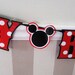 Minnie or Mickey HAPPY BiRTHDAY Banner - Red with White polka dots