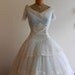 1950's, 32" bust, baby blue and white, pleated and lace edged wedding gown