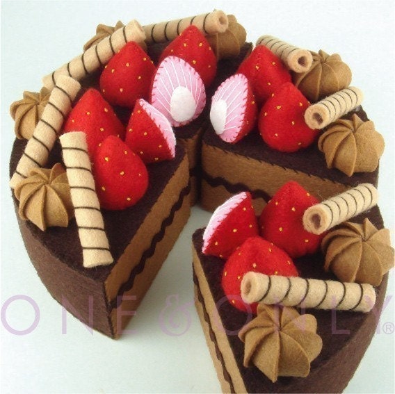 Felt Cake 6 Inch Chocolate Tea Party Cake READY TO SHIP