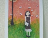 Girl With Books - Giclee Print