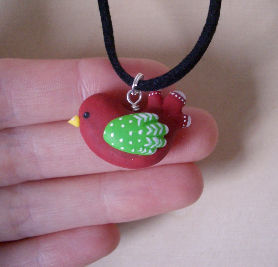 Sweet Bird Necklace - Red