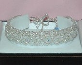 Swarovski Crystals and Pearls - Bridal Bracelet with Heart Clasp - Wedding