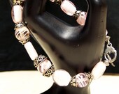 CLEARANCE - Pink and White Glass Bracelet