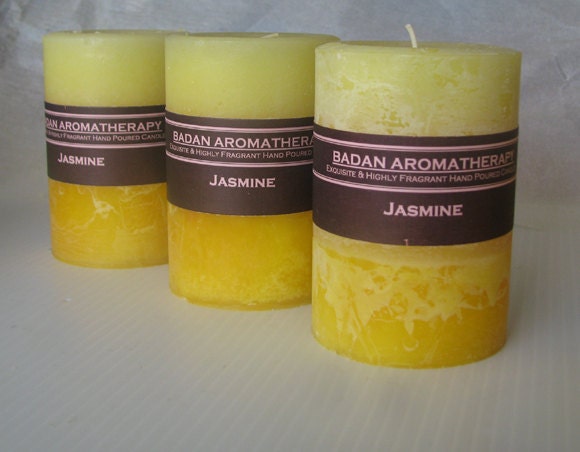 Bright Yellow: Fragrant Jasmine Pillar Candle 3x4.5