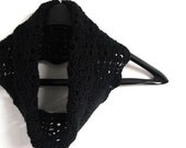 Infinity Cowl Feminine Crochet Midnight Black Scarf Handmade Ring Neck Warmer MADE TO ORDER Autumn Fall Womens Fashion Date Night