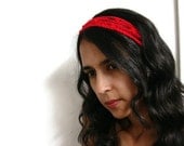 Bohemian Headband Red Trellis Hair Band Adjustable Crochet Hair Band, MADE TO ORDER, Teen Fashion Trends