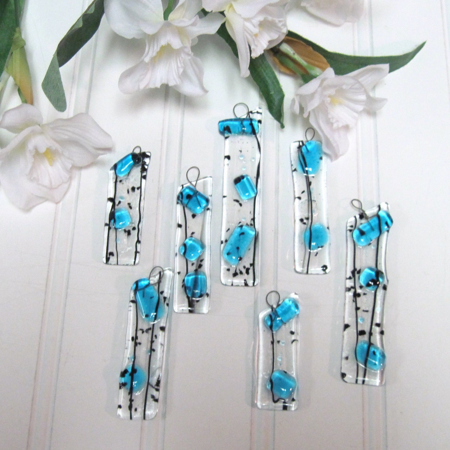 Turquoise Zebra Fused Glass Supplies by LaurelArts on Etsy