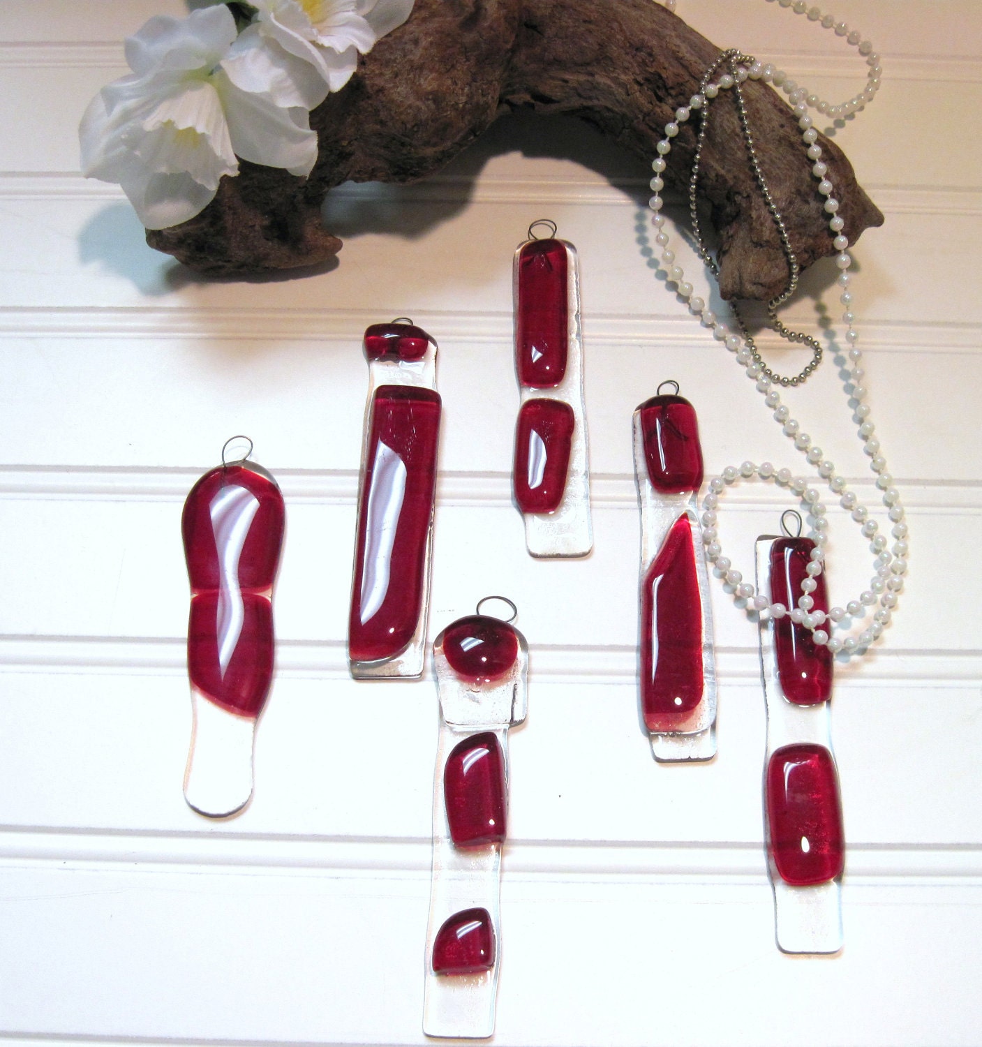 Red and Clear Fused Glass Supplies