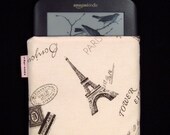 iPad Mini Kindle Nook Kobo Padded Sleeve Case - J'adore Paris (blush pink)