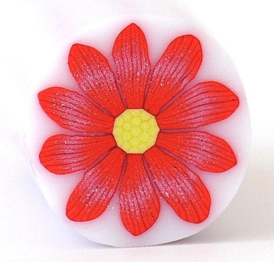 Polymer clay red flower cane