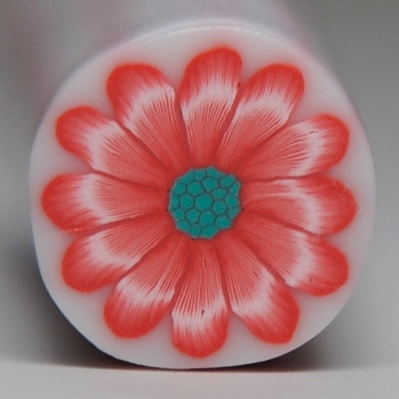 Polymer clay light red gerbera flower cane
