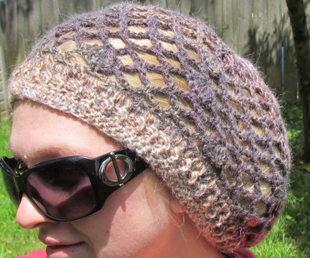 SALE Crochet Hat Slouchy Beret in Wool Blend Bohemian Look
