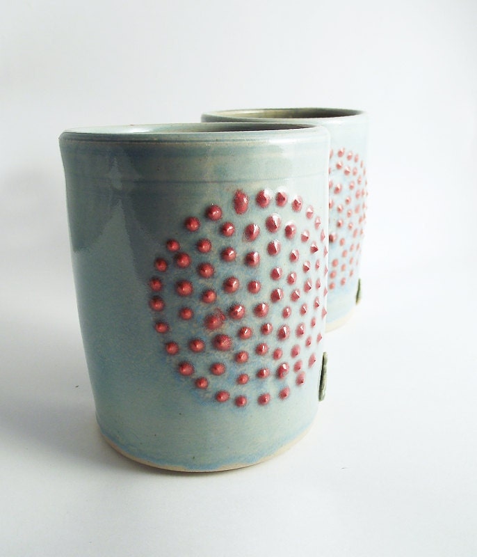 AVAILABLE IN 3 WEEKS - 2 Dots Pottery Tumbler - Stoneware Tumber - Ceramic Tumbler - Ceramic cup - Blue