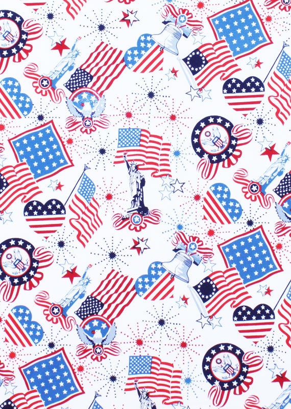 Alexander Henry Liberty Sparkler Patriotic Cotton Fabric 1 yard Natural