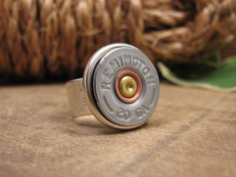 Shotgun Casing Jewelry - Genuine Silver Remington 20 Gauge Shotgun Shell Casing Statement Ring