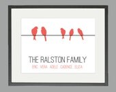 Family Tree Birds on a Wire Custom Print 8 x 10