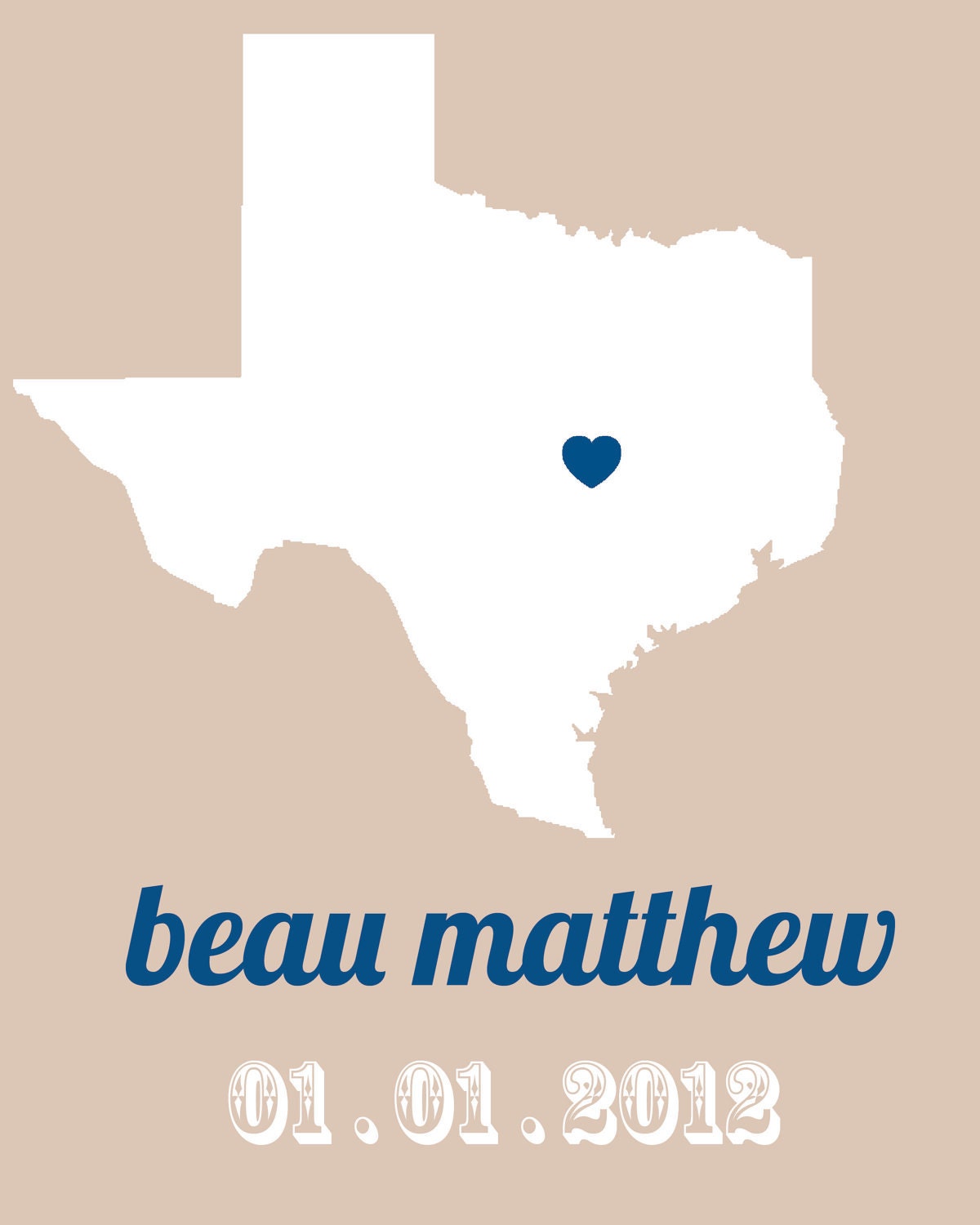 New Baby Birthplace Map Art Print - 5 x 7